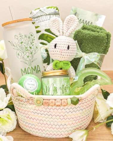 Elysirise New Mom Gifts,Baby Girl Boy Gift,Baby Shower Gifts for Mom and Baby,Pregnancy Gift for Expecting Mommy,9-Piece Care Basket for First-Time Moms