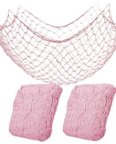 2 Pack Fish Net Decorations for Party,Natural Cotton Hawaiian Party Fishing Net Decorative, Nautical Themed Cotton Fishnet Under The Sea Pirate Ocean Beach Decor