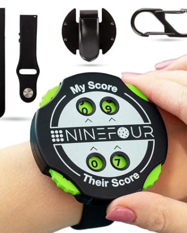 NineFour Pickleball Score Keeper Kit, Manual Handheld Clicker Counter for Sports & Backyard Games, Pickle Ball Accessories, Wristband Scoreboard, Pocket Scoring, Gift Set