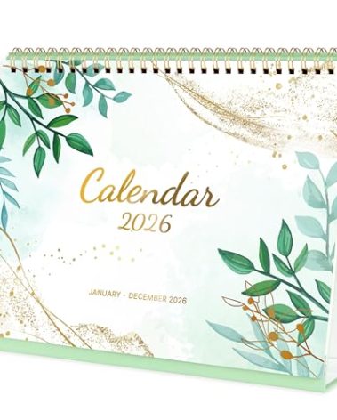 2026 Desk Calendar, Jan. 2026 to Dec. 2026, Standing Flip Desktop Calendars 2026, 10" x 8.3", Small Desk Calendar with Thick Paper, 2026 Calendars with Strong Twin-Wire