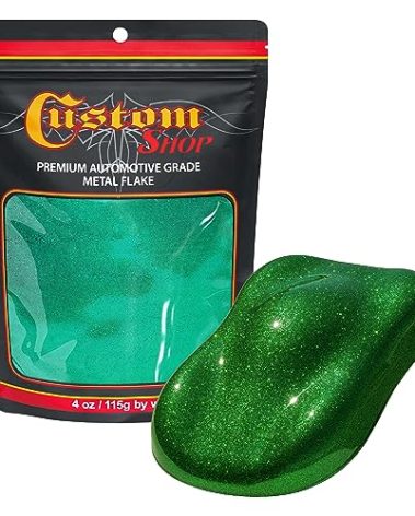 Custom Shop Metal Flake for Automotive Paint, Emerald Green, 4oz Medium .008" Metal Flakes for Car Paint, UV Resistant Glitter Paints Additive for Epoxy Resin & Custom Finishes