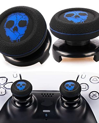 Playrealm FPS Thumbstick Extender & Printing Rubber Silicone Grip Cover 2 Sets for PS5 Dualsenese & PS4 Controller (Ghost Blued)