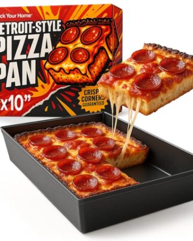 Stock Your Home 8x10 Detroit Style Pizza Pan – Non-Stick Deep Dish Aluminum Pan for Focaccia, Sicilian Bread, Brownies & Chicago-Style Pizza
