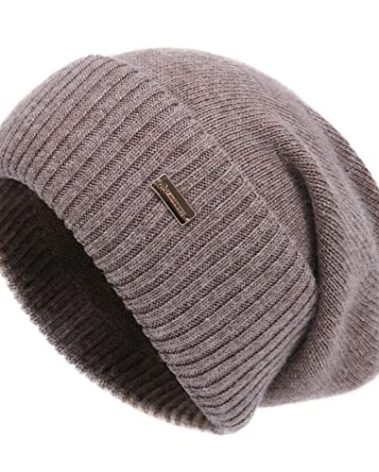 jaxmonoy Slouchy Beanies for Women Winter Lightweight Girls Ladies Knit Hat Cuffed Soft Warm Knitted Slouch Beanie Cap - Brown