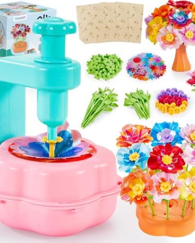 Fabric Flower Bouquets Toys for Girls - Arts & Crafts Gift for Kids Ages 4-9, Mess-Free Fun, Build Your Own Bouquet, DIY Flower-Making Craft Toy Kit, Creative Birthday Gift for Girls