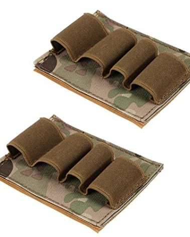2pcs Tactical Elastic Flashlight Chemlight Battery Pen Holder 12 20 28 Gauge Shotgun Shell Gauges Holder Organizer Storage Bag(2pcs Camo)