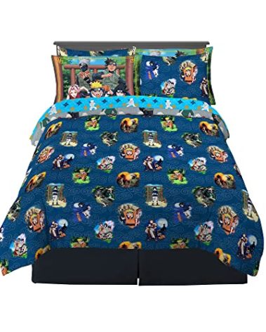 Naruto Anime Bedding Super Soft Comforter and Sheet Set with Sham, 7 Piece Full Size, By Franco