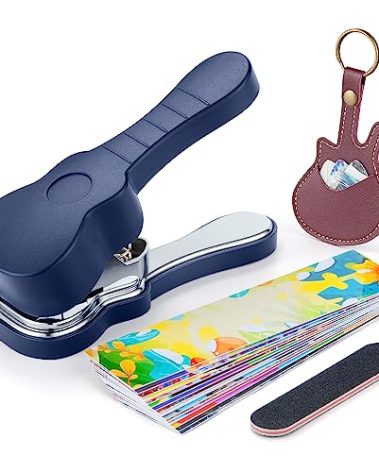 ArtAt Guitar Pick Punch Kit – Bass Guitar Picks Puncher With 15 Variety Pick Strips Medium Guitar Pick Maker Punch Kit Unique Guitar Lovers Gifts