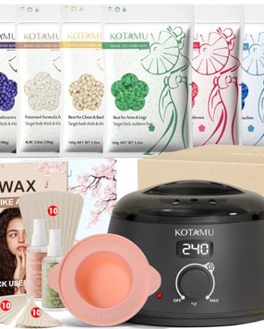 KOTAMU Waxing Kit-Professional Wax Warmer for Women& Men Hair Removal,Black Waxing Machine With Silicone Pot, Sensitive Skin Friendly Body Wax Kit Ideal for Face Bikin Brazilian Leg Home Salon