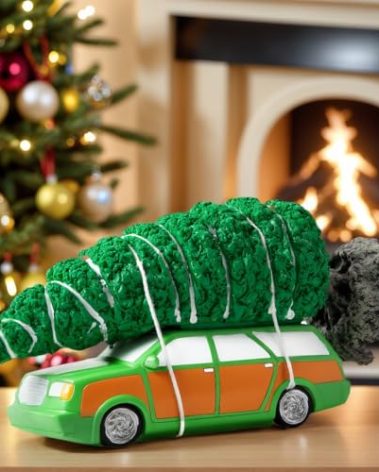 Wizczjvq Snow Village National Lampoon's Christmas Vacation 2025 Figurine Handpainted Ceramic Accessory from The Movie Family Tree Figurine Interesting Characters (car Tree)