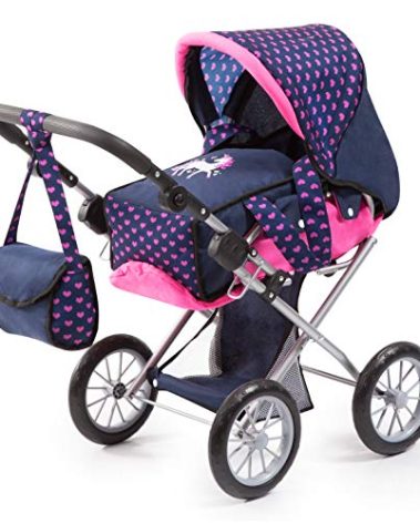 Bayer: Baby Doll City Star Pram in Polka Dots, Blue/Pink | Baby Dolls | Pretend | Dress up | Accessories