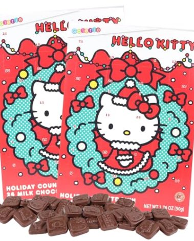 Sweetzo - Hello Kitty Advent Calendar, 2025 Christmas Countdown with Chocolates, Interactive Family Holiday Activity, 1.76 Ounces (Pack of 2)