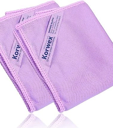 Norwεx Window Cleaning Cloth, Glass Cleaning Cloth, No Chemical Needed, Just Add Water Lints Streaks Scratches Free. (Purple 2 Pack)