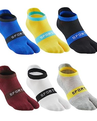Fasot Men Tabi Socks Split Toe for Flip Flop Ninja Sandal Sand Japan Cotton 6 Pack