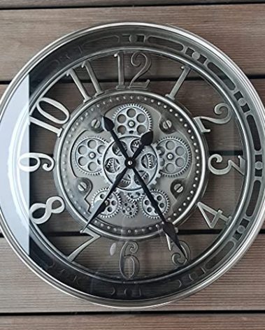 INFINITY TIME 21 Inch Moving Gear Wall Clock Modern, Large Vintage Industrial Steampunk Wall Clocks for Living Room Decor,Gunmetal Arabic Numeral