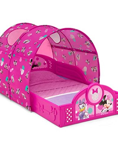 Delta Children - Disney Minnie Mouse Plastic Sleep and Play Toddler Bed with Tent, Pink