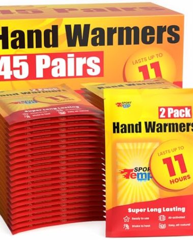 Hand Warmers (45 Pairs) - Up to 11 Hours of Heat, Super Long Lasting - Easy, All Natural - Air Activated, for Body, Hands & Toes - Odorless Hot Hand Warmer - Sport Temp