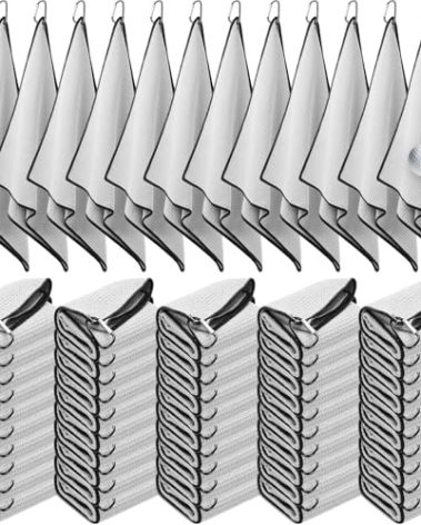Batiyeer Golf Towels Bulk for Bags 16'' x 24'' Microfiber Waffle Pattern Golf Towels Trifold with Clip for Hiking,Tournament, Yoga(Gray,30 Pcs)
