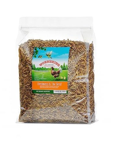 WORMSKING 2LB Dried Mealworms for Poultry, Wild Birds,Tasty Bird Food