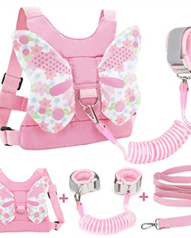 Accmor 3 in 1 Toddler Harness Leashes + Anti Lost Wrist Link, Kids Harness Children Leash for Girls, Child Anti Lost Leash Baby Cute Harness Belt Strap Hold Kids Close While Walking