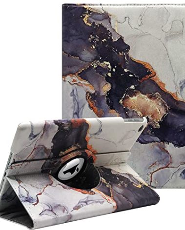 Boxdljh 9.7 inch iPad Case Fit iPad 9.7 2018/2017/Air 2/Air - 360 Rotating Case Cover with Auto Sleep/Wake (Black Marble)