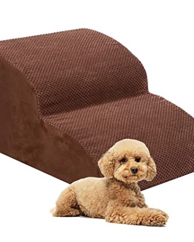 Dog Stairs for Small Dogs, High Density Foam Dog Ramp, Extra Wide Non-Slip Pet Steps for High Beds Or Couch, Soft Foam Doggie Ladder for Dogs Injured, Older Pets, Small Cats