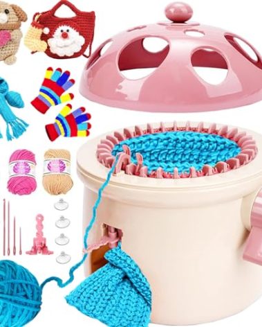 Cyandream Sentro 32 Needles Mushroom Smart Double Needles Knitting Loom Machines for Kids and Beginners, Circular Knitting Loom Weaving Kit for Hats, Scarves, Socks