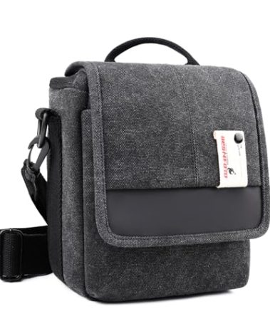 Besnfoto Mirrorless Camera Shoulder Bag Small Messenger Case Waist Bag Compatible for Canon (BlackH, Small)