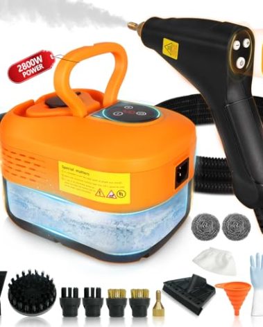 15-IN-1 Handheld Steam Cleaner【6 Level Adjustable Handle Portable Steam Cleaner】2800W Powerful High Pressure Steam Cleaner for Home, Car, Kitchen - Orange-NEW（F）