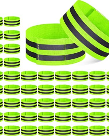 Yilloog 150 Pieces Reflective Arm Bands for Night Walking Ankle Band for Runners Reflective Wrist Band Cycling Running Gear Reflector High Visibility Tape Straps(Green)