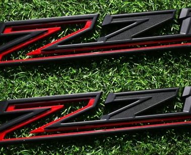 2 Pack 2019-2025 Z71 Emblem Decals Side Badges Compatible with Silverado Z71 Parts 84632695 (Black Red)