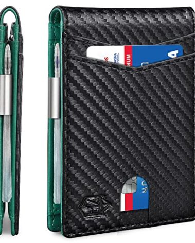 Zitahli Money Clip Wallets for Men,Slim Bifold Wallet 10-12 Cards, Mens Leather Wallet with ID Window,RFID Blocking Thin Minimalist Credit Card Holder,Gifts for Him