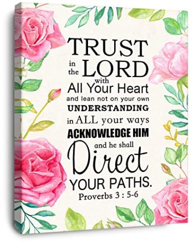 OTINGQD Trust in The Lord Proverbs 3:5-6 Canvas Wall Art,Bible Verse Scripture Canvas Painting Prints for Christian Home Bedroom Office Church Religious Wall Decor