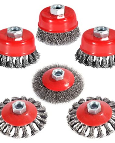 4 1/2" Angle Grinder Wire Wheel Set - 6 Packs, 4&3 Inch Brush Cup, Heavy&Light Duty, 5/8 Inch 11 Threaded Arbor