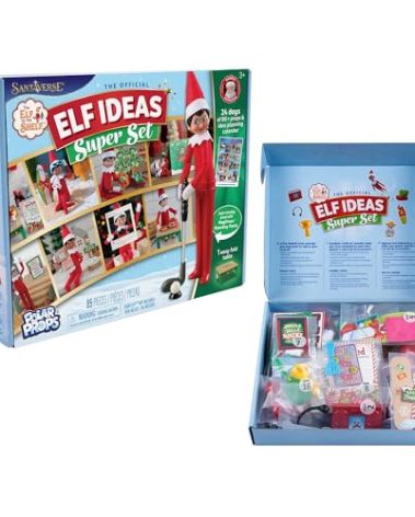 The Elf on the Shelf 24-Day Super Set Official The Elf on the Shelf Ideas for 24 Days of Elf Magic - 80+ Props, MagiFreez Standing Pants and Calendar - for Ages 3 Years and Up Scout Elf Not Included
