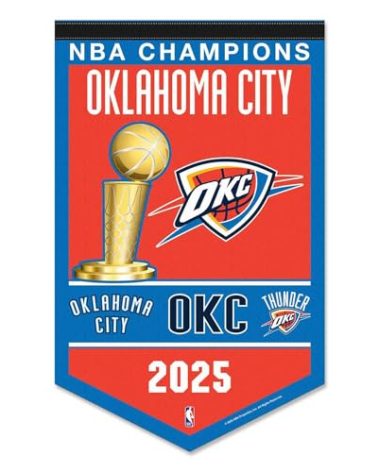 WinCraft Oklahoma City Thunder 2025 NBA Champions Banner Pennant