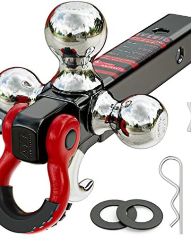 Ayleid Trailer Hitch Tri-Ball Mount with Hook&Pin&Rotatable Tow Shackle,Fits 2-in Receiver with 1-7/8-in,2-in,2-5/16-in Hitch Ball