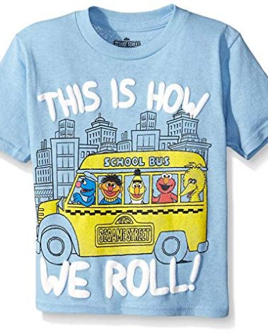 Sesame Street boys Sesame Street Short Sleeve T-shirt - Elmo, Cookie Moster T Shirt, Sky Blue, 4 US