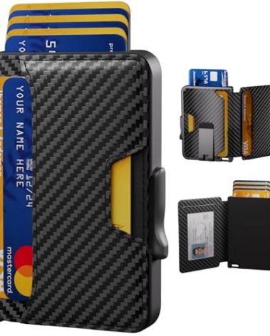 SEMORID Wallet for Men, Mens Wallet Minimalist Slim Wallet, RFID Blocking Smart Pop Up Wallet with Money Clip & ID Window, Metal Compact Wallet, Aluminum Credit Card Holder Wallet