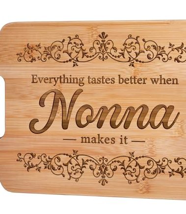 AceThrills Nonna Gifts for Nonna Christmas from Grandkids - Engraved Bamboo Cutting Board 12.3"L x 8.7"W x 0.4"Th