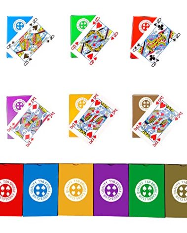 TSB Standard Print Bridge Cards Pack of 12 Decks - 6 Colors Bridge Playing Cards - Easy Storage (2 Red 2 Blue 2 Purple 2 Grey 2 Green 2 Yellow Regular)