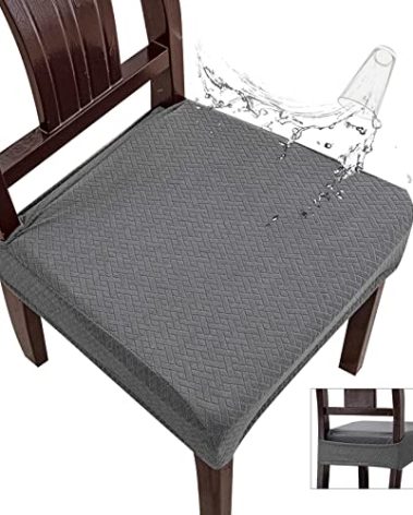 Genina Waterproof Seat Covers for Dining Room Chair Covers Waterproof Dining Chair Covers (2 PCS-Rear-Covered, Dark Gray)