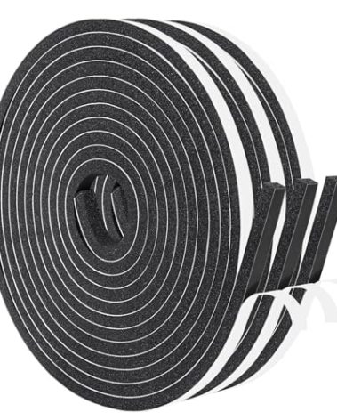 Yotache Foam Tape 3 Strips 1/4" x1/4", Weather Stripping for Doors and Window High Density Foam Seal Tape Sliding Door Weather Strip, Total 30 Feet Long (3 x 10 Ft Each)