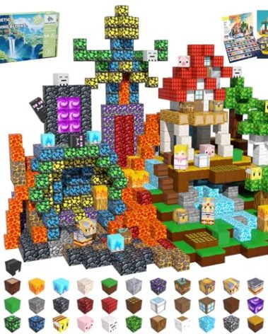 CraftyNest 208 PCS Magnetic Blocks Building Toys, Build 3D Magnetic Building Blocks Set for Kids Ages 3+, Magnet Blocks STEM Sensory Educational Christmas Birthday Gifts Construction Toys