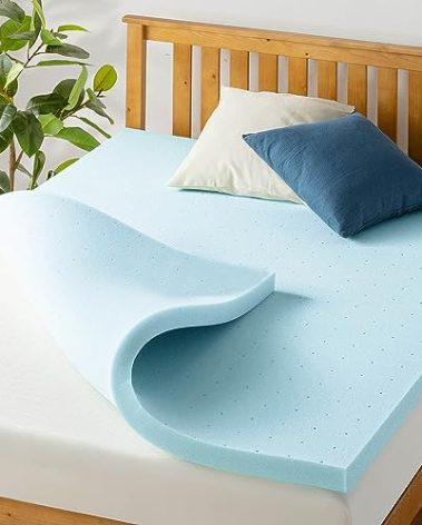 Best Price Mattress 1.5 Inch Ventilated Memory Foam Mattress Topper, Cooling Gel Infusion, CertiPUR-US Certified, Dorm Essentials, Queen