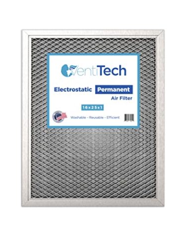 Venti Tech 16x25x1 Washable Electrostatic Air Filter. Reusable HVAC & Furnace Air Filter
