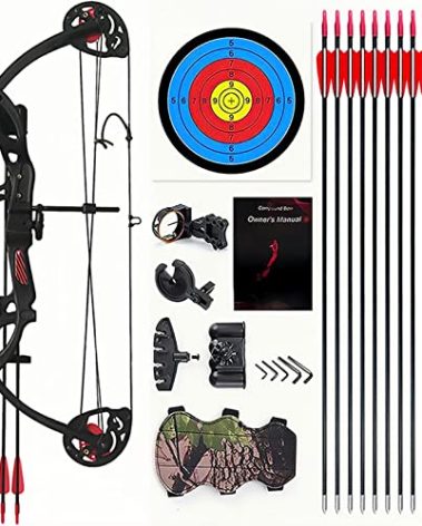 Lanneret Compound Bow and Archery Sets - Right Hand Archery Compound Bows 15-29 lbs Draw Weight Adjustable for Youth and Beginners，Hunting Bow Kit for Beginner