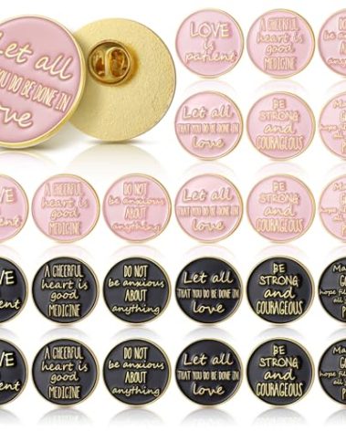 Landical 24 Pcs Christian Bible Verse Pins for Women Jesus Enamel Lapel Pins Christ Bible Verses Gift Bulk Metal Badge Brooch Church Gift(Classic,Biblical Verse)