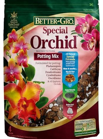 Better-Gro Special Orchid Mix - Premium Grade Orchid Bark Potting Mix for Potting, Repotting, Enhanced Drainage, Air Flow & Root Ventilation, Ideal for Phalaenopsis, Cattleyas, Dendrobiums - 4 Quarts