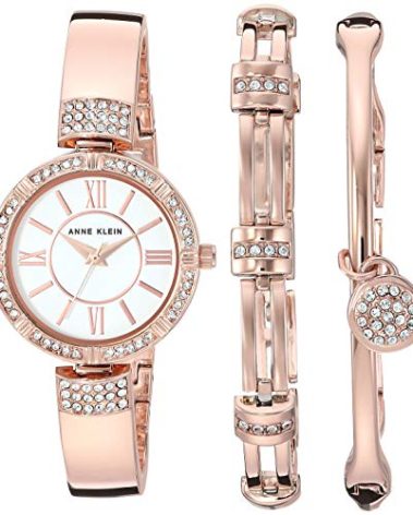 Anne Klein Women's Premium Crystal Accented Watch and Bracelet Set